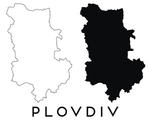 Plovdiv city map with black border outline vector
