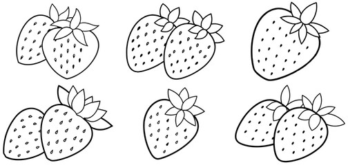 Strawberry Fruits  Outline Coloring Page Printable Line Art Drawing