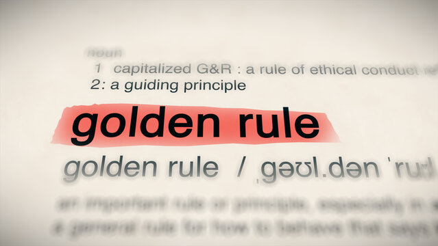 The phrase "golden rule" in a dictionary, showing its definition and meaning