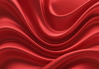 Obraz premium Luxurious red satin fabric, flowing curves, silky smooth texture, elegant drapery, vibrant crimson hue, soft folds, glossy sheen, abstract background