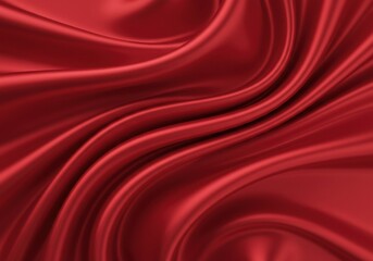 Obraz premium Luxurious red satin fabric, flowing curves, silky smooth texture, elegant drapery, vibrant crimson hue, soft folds, glossy sheen, abstract background