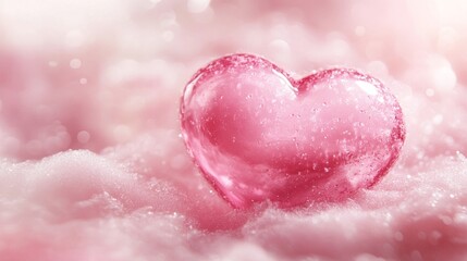 Fototapeta premium Pink heart resting on soft, fluffy surface