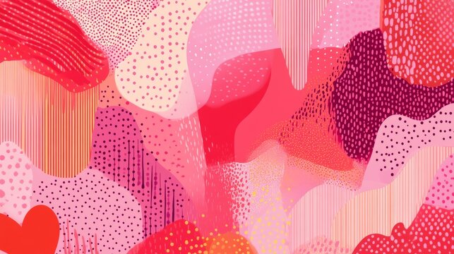 Groovy and vibrant backgrounds with a love concept for a Happy Valentine's Day greeting card. Funky patterns