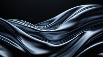 Obraz premium Elegant black satin fabric draped in soft waves
