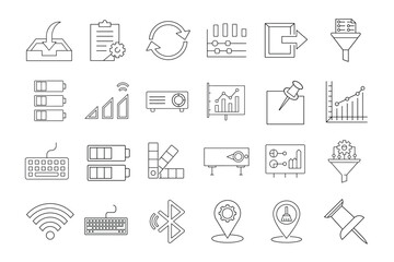 editable line art of setting and setup icon illustration on white background 