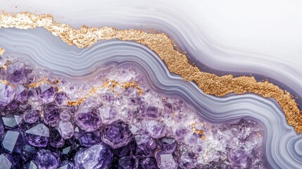 Elegant amethyst geode with golden accents