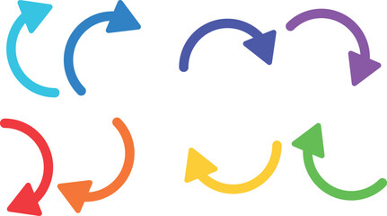 button abstraction, touch button, buttons for touch monitors and panels, round buttons with rotation. colored rotating arrows