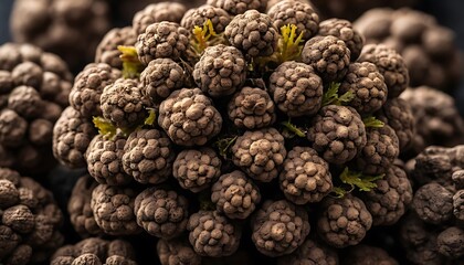 Fototapeta premium Mysterious Brown Ball Cluster Macro with Yellow and Green Accents