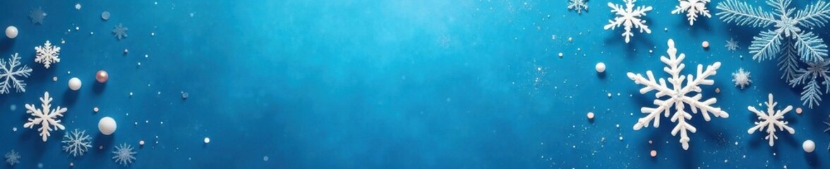 Snowflake decoration on blue background with modern card set elements , festive, vector