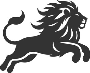 A lion leaping through the air animal vector silhouette