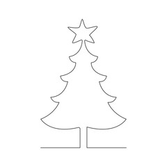 Christmas tree in continuous single line drawing the best use for logo banner minimalist