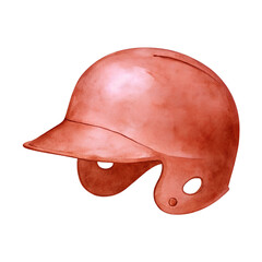Fototapeta premium Watercolor Red Baseball Helmet – Sports Safety Illustration