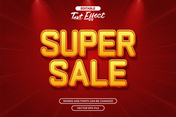 Super sale editable text effect  with red background