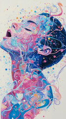 Euphoric Ascent: Abstract Portrait of Ecstasy, a symphony of color and emotion, created to evoke feelings of joy and spiritual liberation