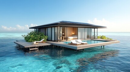 Modern Overwater Bungalow With Private Pool and Ocean View
