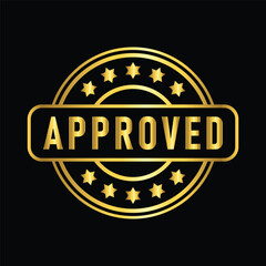 gold color approved rubber stamp , icon, flat, design, vector, illustrations, Graphic Design, education, style, trendy, collections 