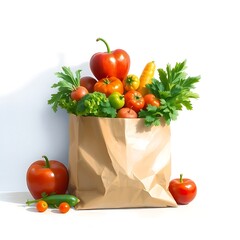 vegetables in a shopping bag with groceries