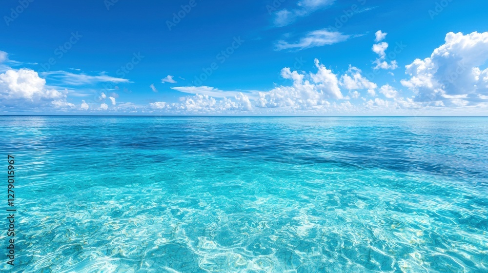 Wall mural Serene turquoise ocean under a clear blue sky