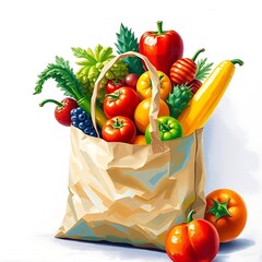 vegetables in a shopping bag with groceries