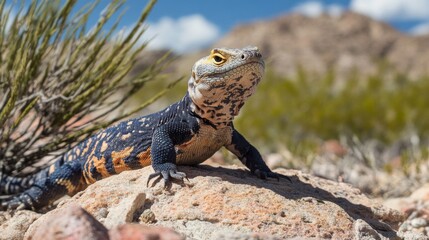 Obraz premium Closeup of a Colorful Desert Lizard on a Rock