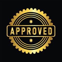 gold color approved rubber stamp , icon, flat, design, vector, illustrations, Graphic Design, education, style, trendy, collections 