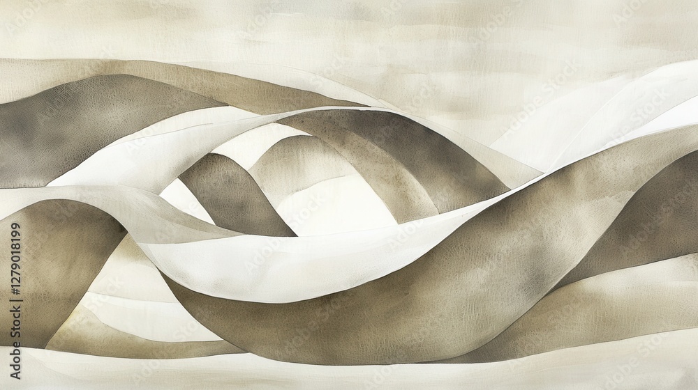 Wall mural flowing abstract waves in neutral tones on soft background