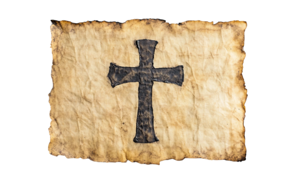 The Essence of Spirituality: Ash Cross on Paper Isolated on transparent background.