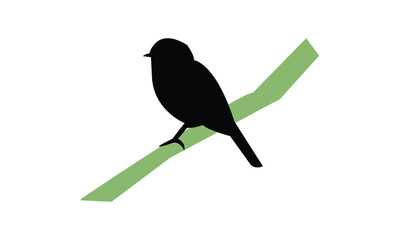 African dusky flycatcher bird Silhouette Design  And Vector Illustration. 