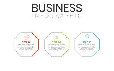 Business Process Infographic Template Success Strategy Or Task Manager Plan With Icons And 3 Steps