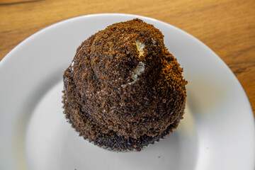 delicious cupcake called mole mound on a cake plate. own baking.