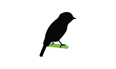 African dusky flycatcher bird Silhouette Design  And Vector Illustration. 