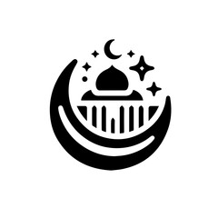 simple logo icon of mosque welcoming Eid al-Fitr, black color