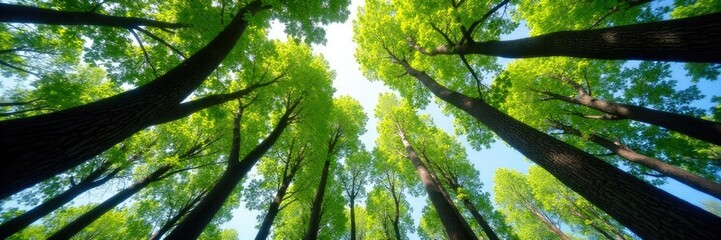 Obraz premium Tree branches stretching upwards with a mix of live and dead limbs, contrast, nature, branches