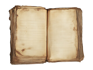 Old vintage open book with isolated on white background. old open blank antique book