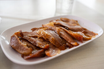 Charcoal boiled pork neck or grilled pork neck. Thai food style