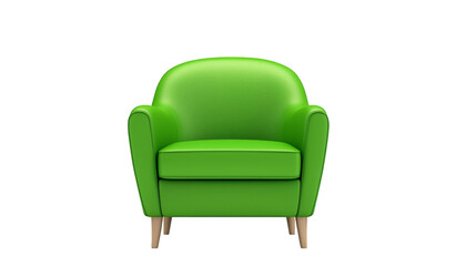 Fototapeta premium Stylish green chair with wooden legs, comfortable furniture for modern home or office decor