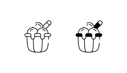 Ice Cream Bucket icon design with white background stock illustration