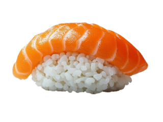 Salmon fish sushi roll isolated on transparent background