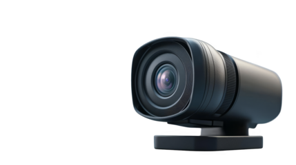 Camera lens on stand, precision optics for photography and videography closeup