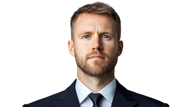 Ambitious businessman in a sharp suit looks upwards towards the future with contemplation