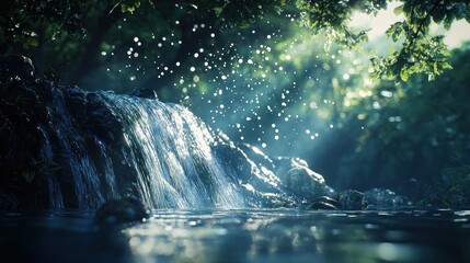 Enchanted Waterfall in Lush Forest