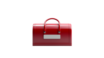Classic red briefcase with white label, ideal for professionals, office and travel needs