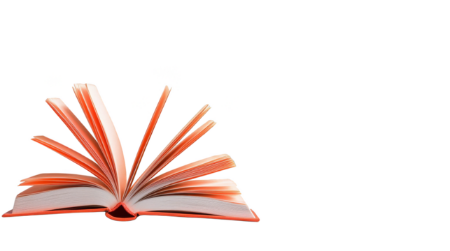 Open book on a black background, symbol of knowledge, learning and education 