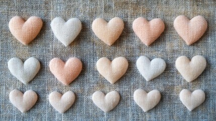 Obraz premium Pastel Yarn Hearts on Textured Background