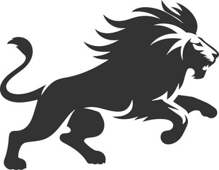 A lion chasing after prey silhouette animal vector