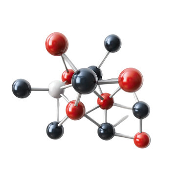 3D molecular structure representing chemical bonds and molecular interactions in a scientific context.