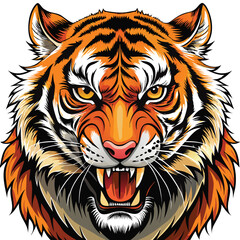 A close-up portrait of a roaring Bengal tiger, showcasing intricate details of its fur, teeth, and eyes.  High resolution, realistic.