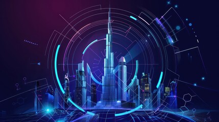 Dubai Skyline Futuristic Digital Art