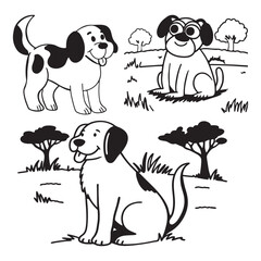 Set of dogs cartoon animal 