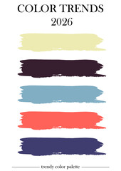 Color trends 2026. 5 selected key colors for future season. Trendy color palette.